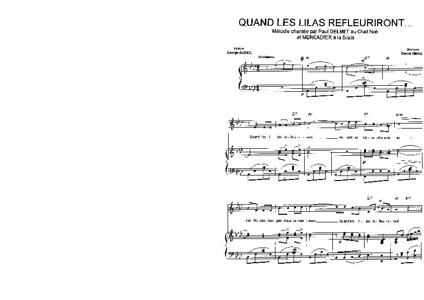 télécharger la partition d'accordéon Quand les lilas refleuriront (Chant : Paul Delmet / Emile Mercadier) (Variété) au format PDF
