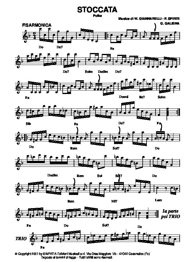 télécharger la partition d'accordéon Stoccata (Polka) au format PDF