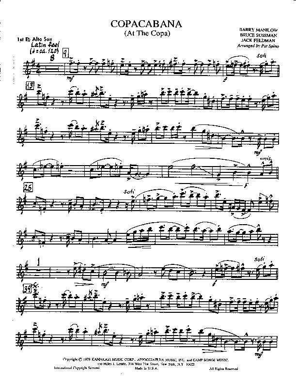 télécharger la partition d'accordéon Copacabana (At the Copa) (Arranged by Por Spino) (Full Big-Band) (Pour Cuivres) au format PDF
