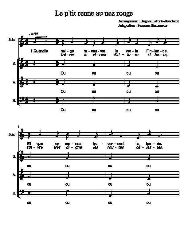 télécharger la partition d'accordéon Le petit renne au nez rouge (Chorale) au format PDF