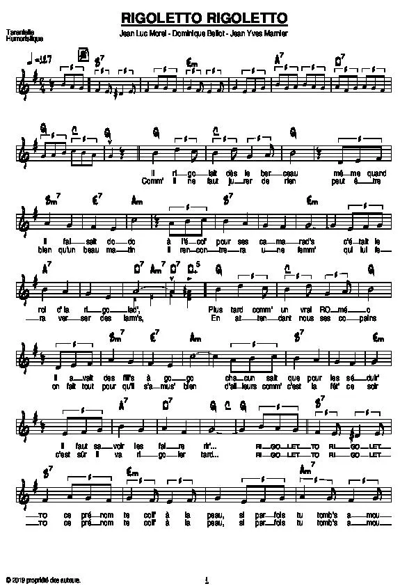 télécharger la partition d'accordéon Rigoletto Rigoletto (Tarentelle Humoristique) au format PDF