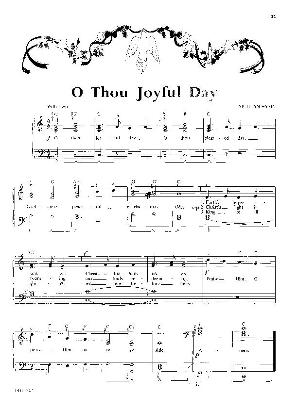télécharger la partition d'accordéon O thou joyful day (Chant de Noël) au format PDF