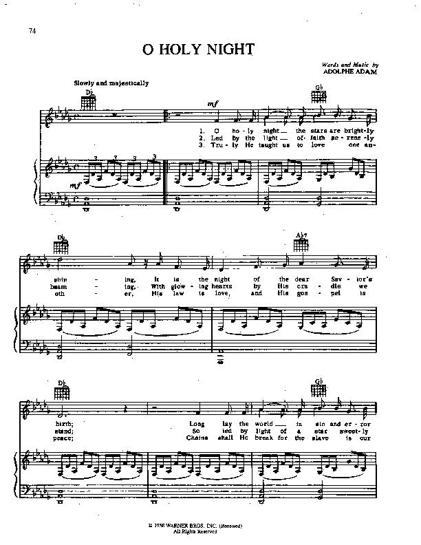 télécharger la partition d'accordéon O Holy night (Chant de Noël) au format PDF