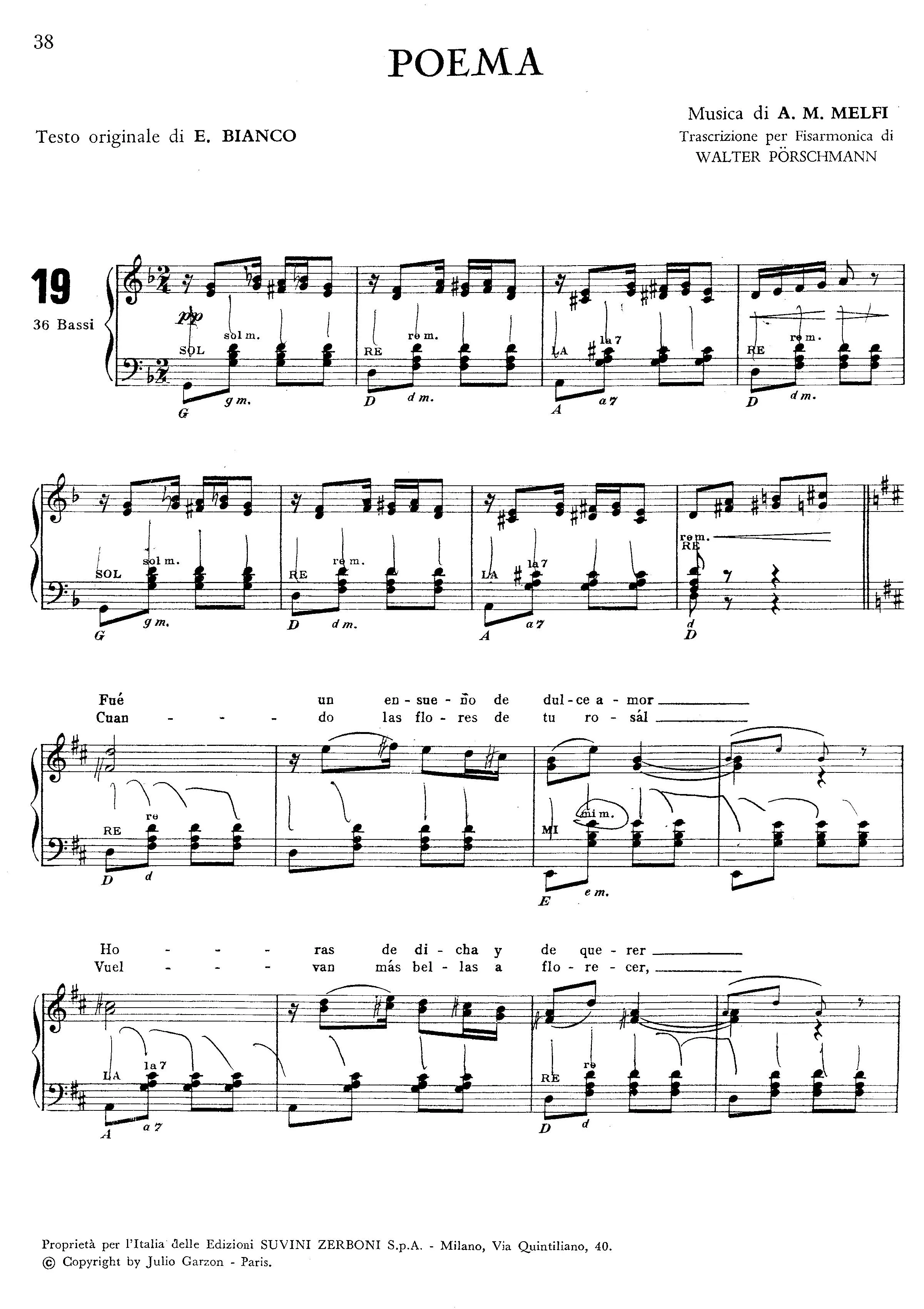 télécharger la partition d'accordéon Poéma (Arrangement : Walter Pörschmann) (Tango) au format PDF
