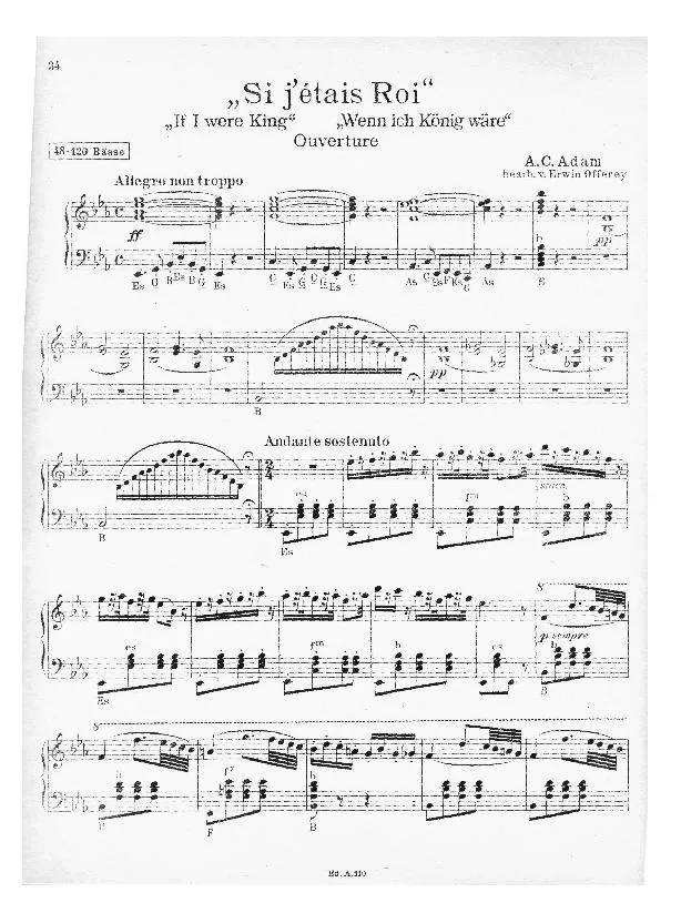télécharger la partition d'accordéon Si j'étais Roi (If I were a King) (Wenn ich König wäre) (Arrangement : Erwin Offeney) au format PDF