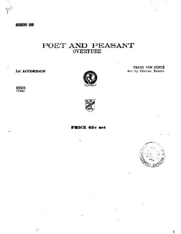 télécharger la partition d'accordéon Poet and peasant (Dichter un Bauer) (Poète et Paysan) (Arrangement pour 4 accordéons : Charles Nunzio) au format PDF