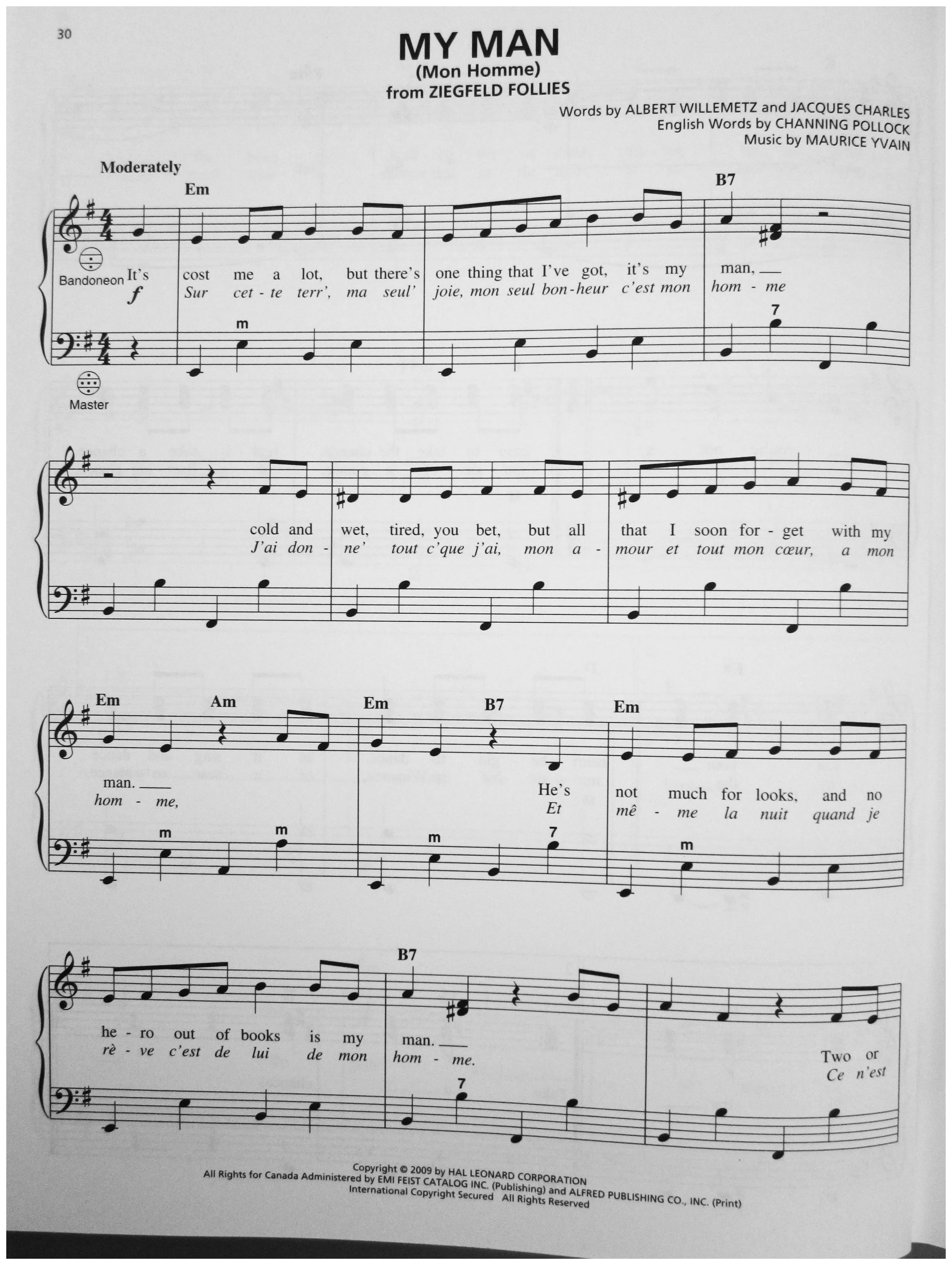télécharger la partition d'accordéon My man (Mon homme) (Du Ziegfeld Follies) (Arrangement : Gary Meisner) (Slow Fox-Trot) au format PDF