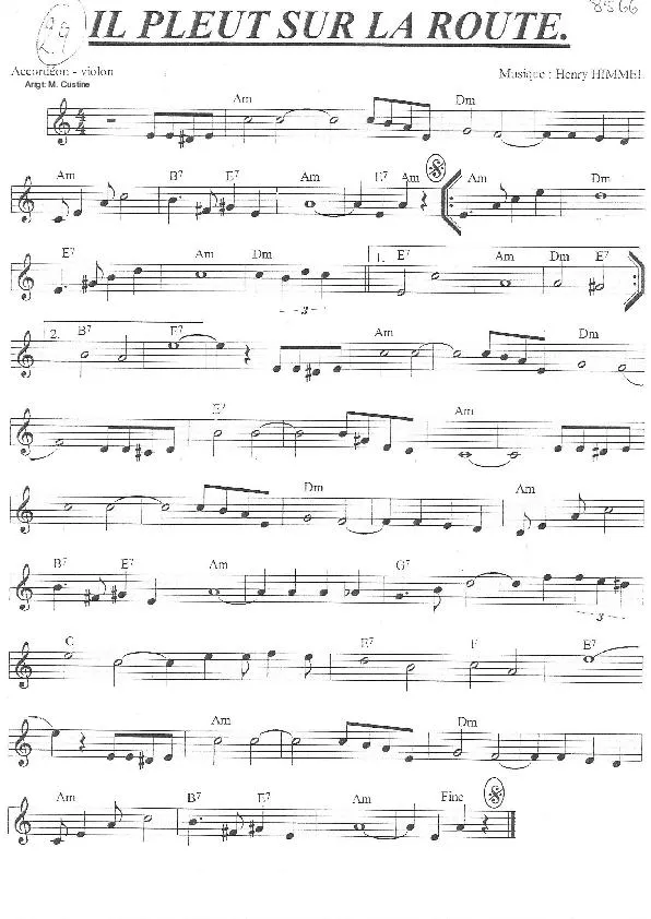 télécharger la partition d'accordéon Il pleut sur la route (Arrangement : Michel Custine) (Duo : Accordéon + Sax Alto) (Tango) au format PDF