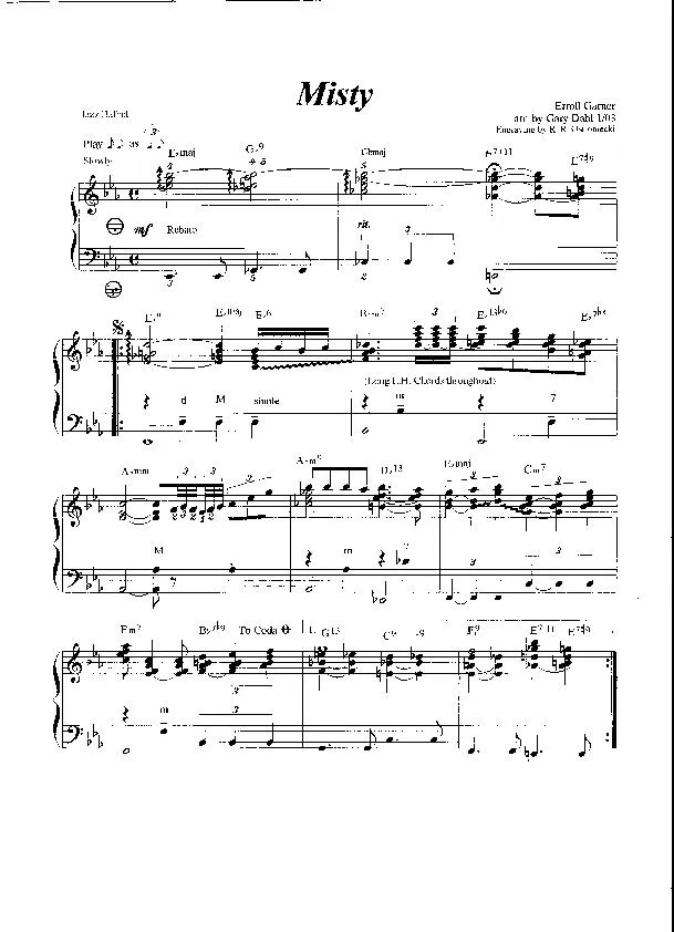 télécharger la partition d'accordéon Misty (Arrangement : Gary Dahl) (Ballade Jazz) au format PDF