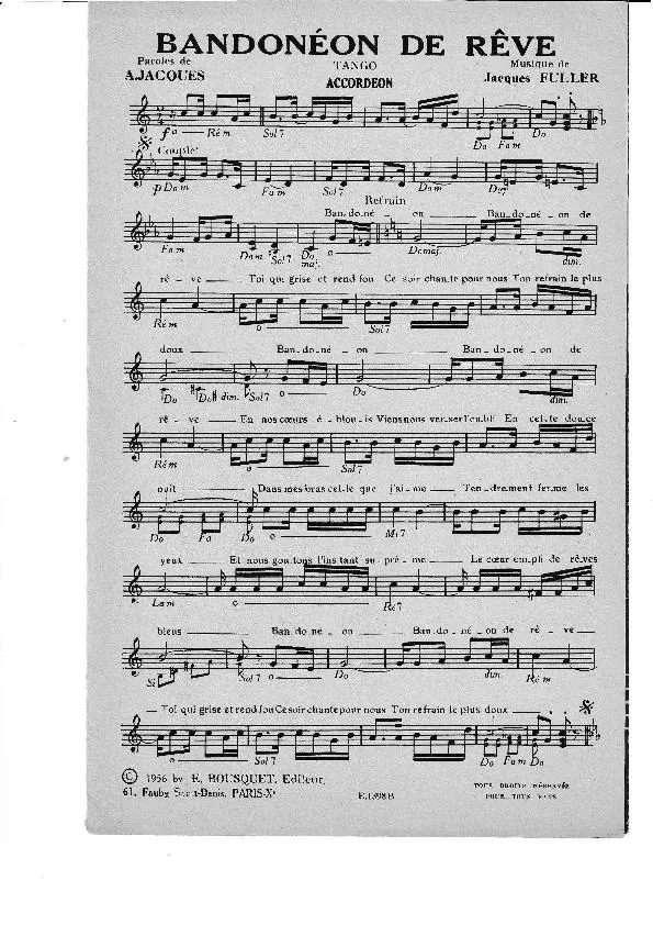 télécharger la partition d'accordéon Bandonéon de rêve (Tango) au format PDF