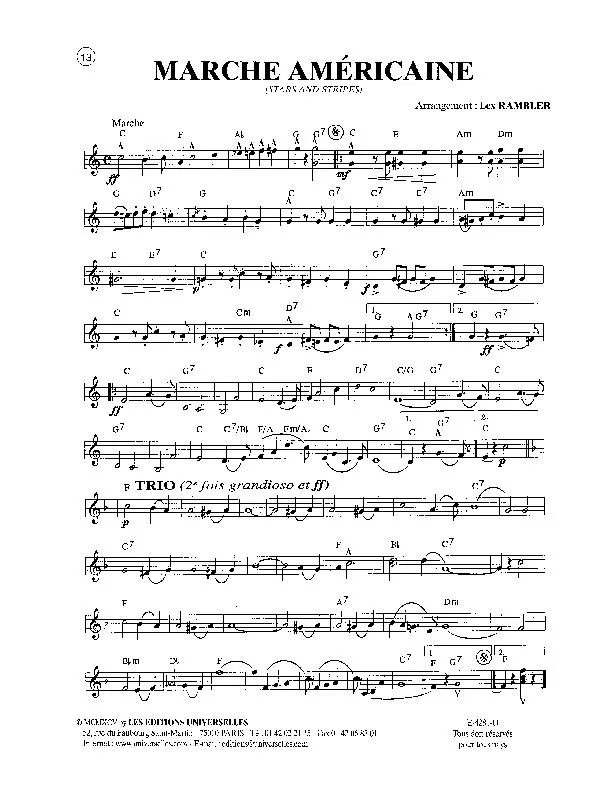 télécharger la partition d'accordéon Marche Américaine (Stars and stripes) (Arrangement : Lex Rambler) au format PDF
