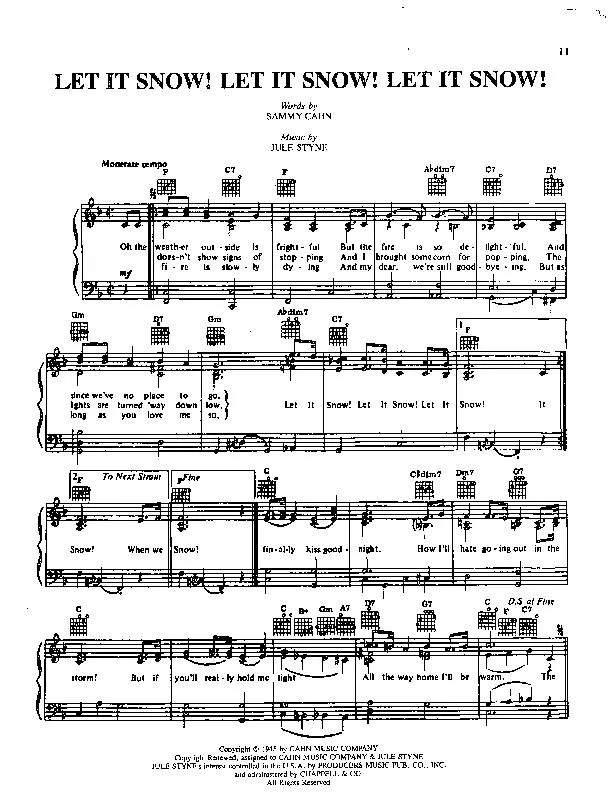 télécharger la partition d'accordéon Let it snow Let it snow Let it snow (Chant de Noël) au format PDF