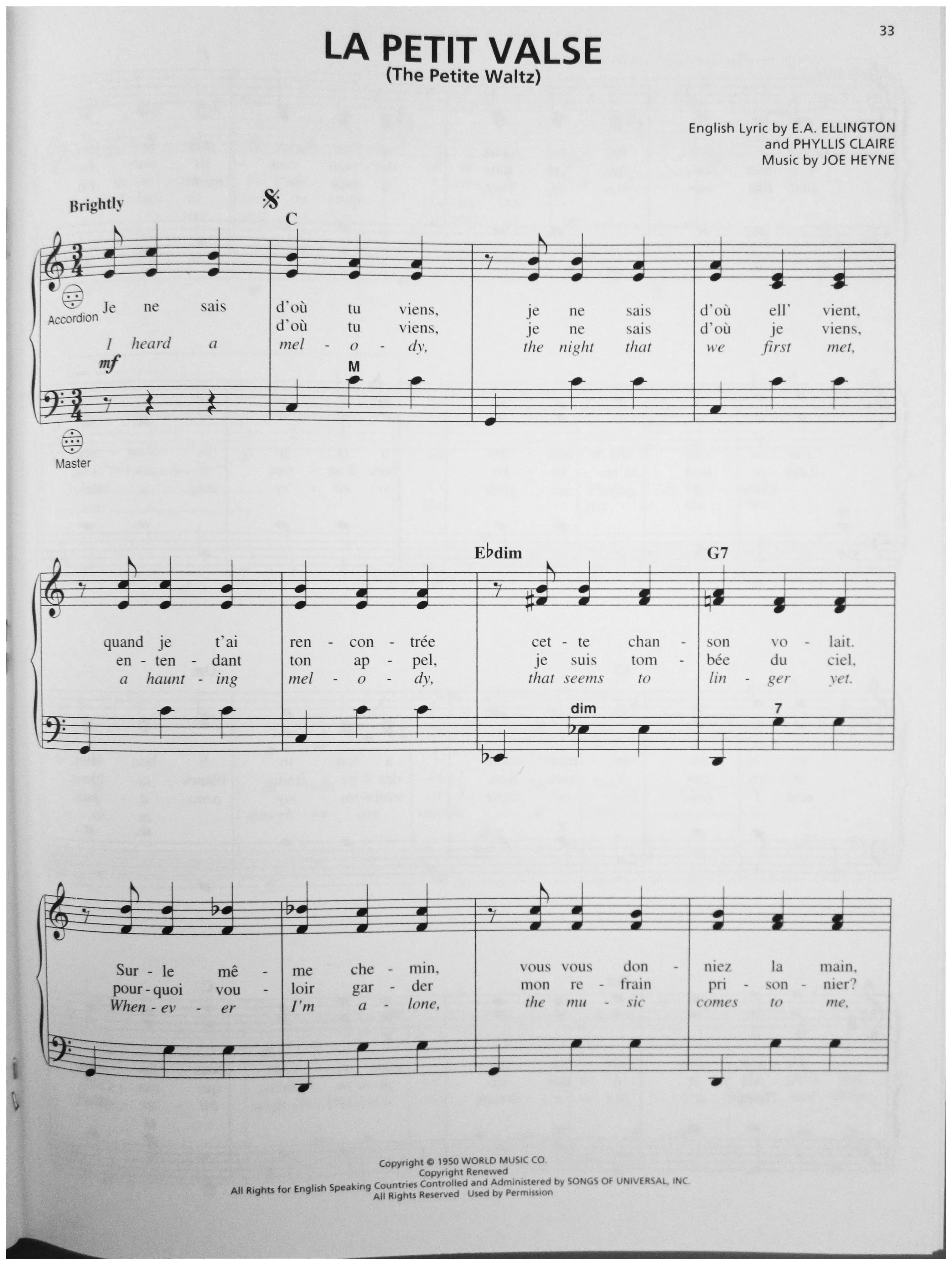 télécharger la partition d'accordéon La petit valse (The Petite waltz) (Arrangement : Gary Meisner) (Valse) au format PDF