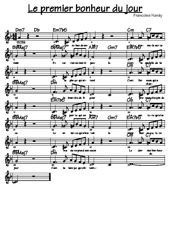 télécharger la partition d'accordéon Le premier bonheur du jour (Chant : Françoise Hardy) (Relevé) au format PDF