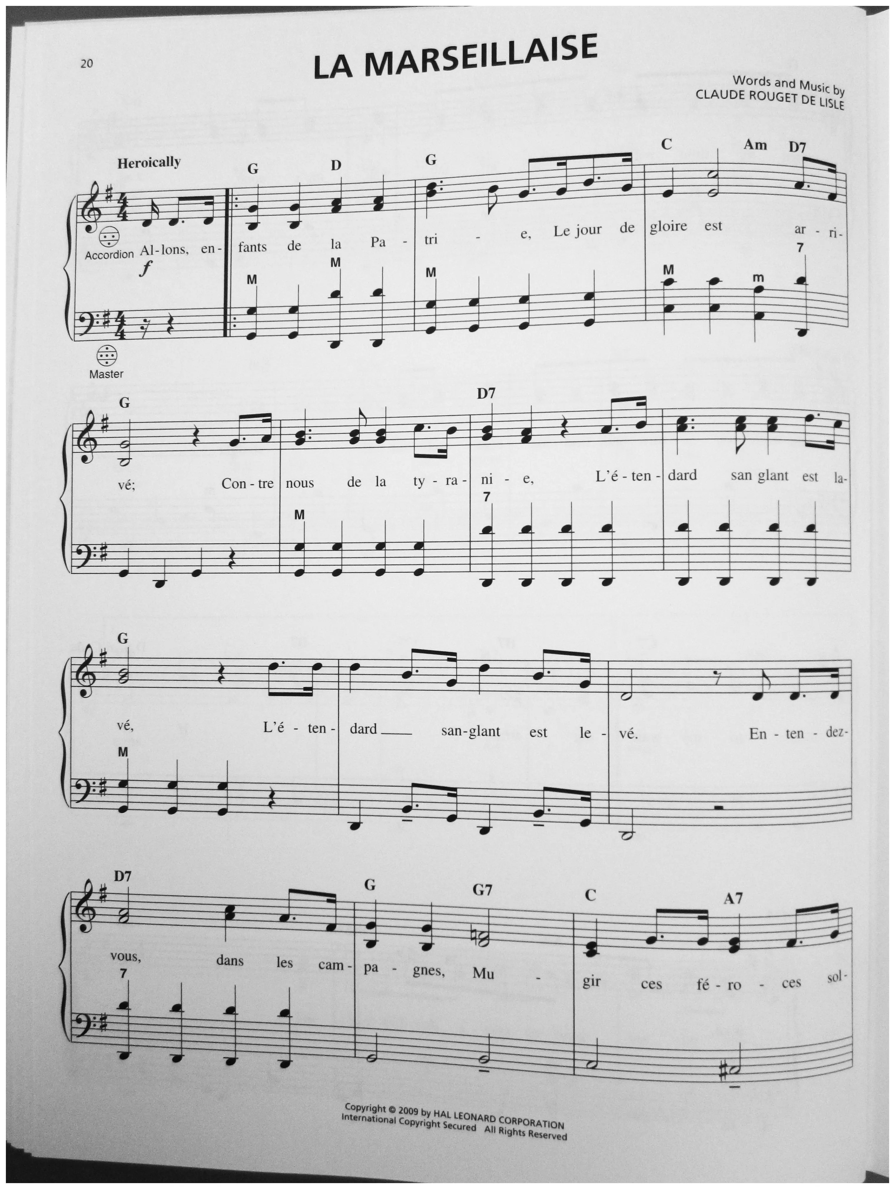 télécharger la partition d'accordéon La Marseillaise (Arrangement : Gary Meisner) (Marche) au format PDF