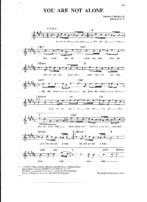 télécharger la partition d'accordéon You are not alone (Slow) au format PDF