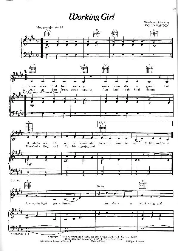 télécharger la partition d'accordéon Working girl (Swing) au format PDF