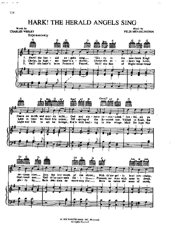 télécharger la partition d'accordéon Hark the Herald Angels sing (Chant de Noël) au format PDF
