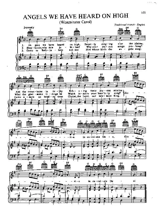 télécharger la partition d'accordéon Angels we have heard on high (Westminster Carol) (Chant de Noël) au format PDF