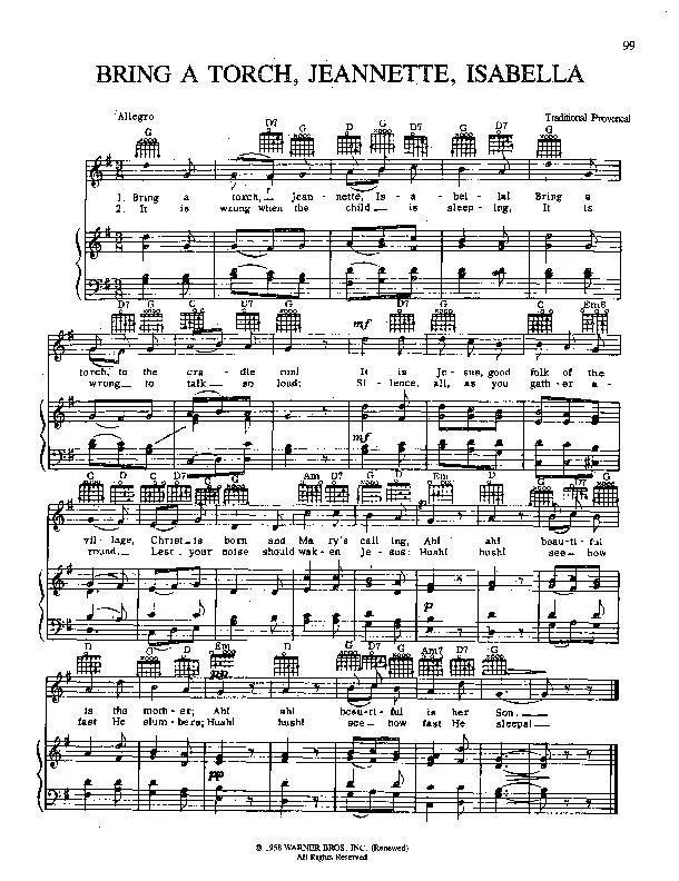 télécharger la partition d'accordéon Bring a torch Jeannette Isabella (Chant de Noël) au format PDF