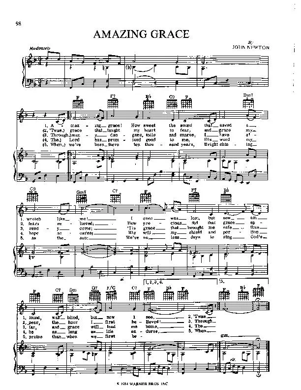 télécharger la partition d'accordéon Amazing Grace (Chant de Noël) au format PDF
