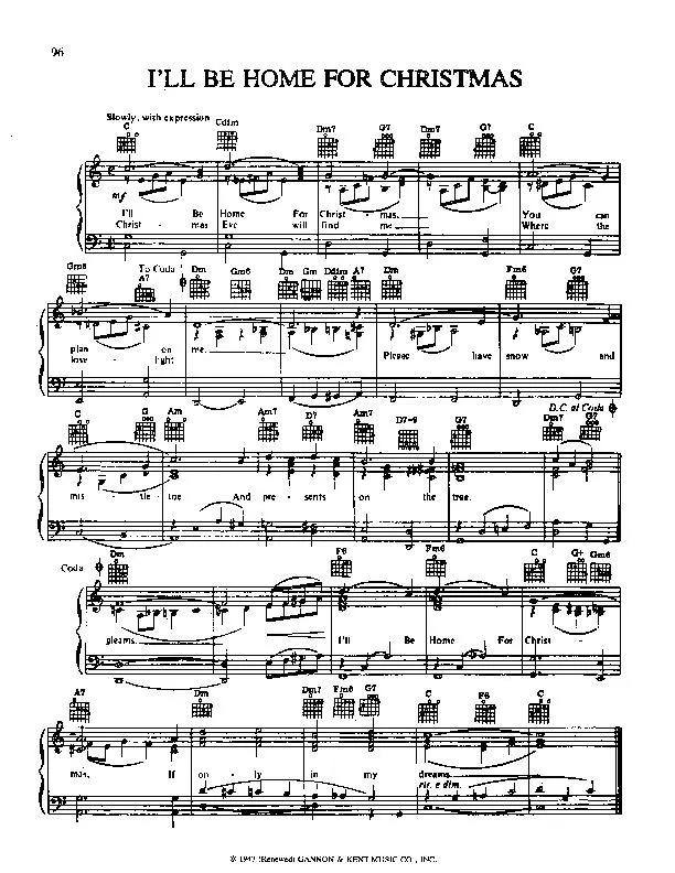 télécharger la partition d'accordéon I'll be home for Christmas (Chant de Noël) au format PDF