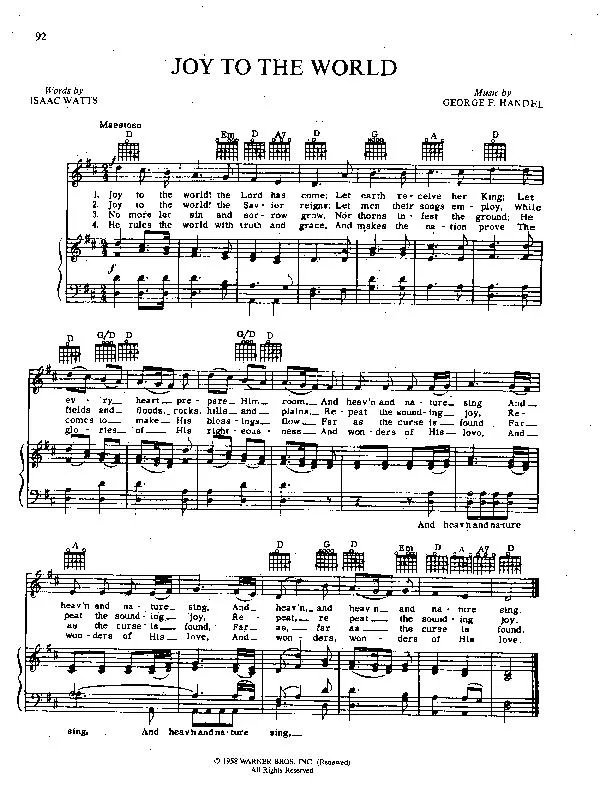 télécharger la partition d'accordéon Joy to the world (Chant de Noël) au format PDF