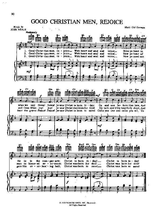 télécharger la partition d'accordéon Good Christian men, rejoice (Chant de Noël) au format PDF