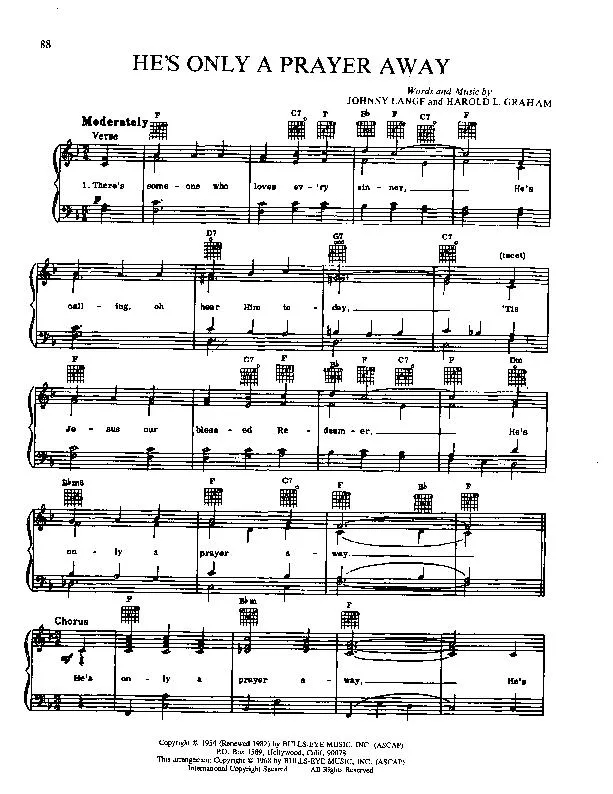 télécharger la partition d'accordéon He's only a prayer away (Chant de Noël) au format PDF