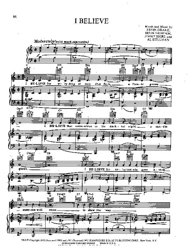 télécharger la partition d'accordéon I believe (Chant de Noël) au format PDF