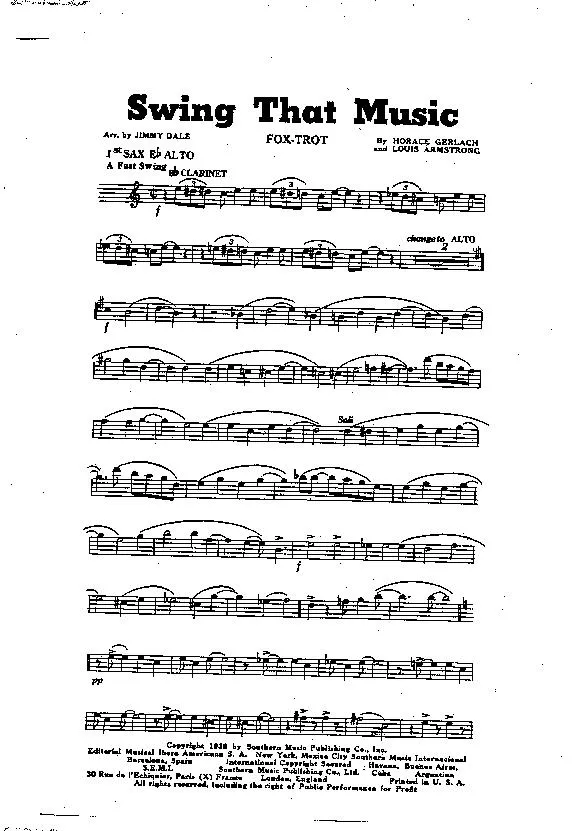 télécharger la partition d'accordéon Swing That Music (Arrangement : Jimmy Dale) (Orchestration Complète) (Fox-Trot) au format PDF
