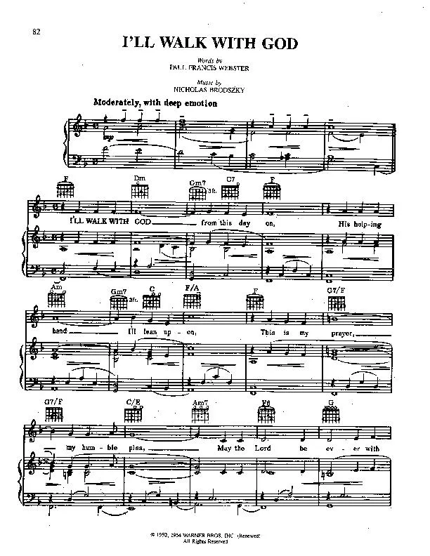 télécharger la partition d'accordéon I'll walk with God (Chant de Noël) au format PDF