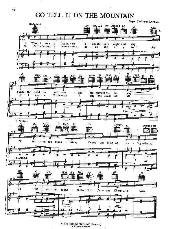 télécharger la partition d'accordéon Go tell it on the mountain (chant de Noël) au format PDF