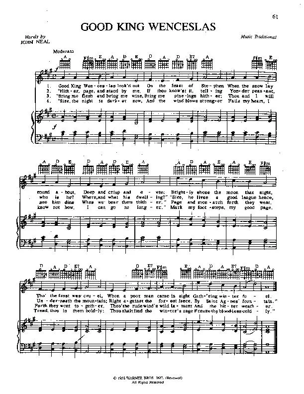 télécharger la partition d'accordéon Good King Wenceslas (Chant de Noël) au format PDF