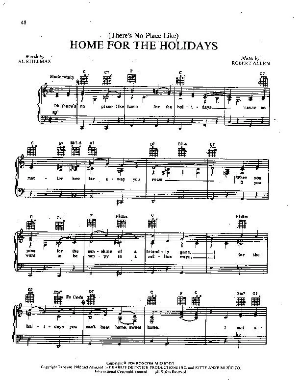télécharger la partition d'accordéon (There's no place like) Home for the Holidays (Chant de Noël) au format PDF