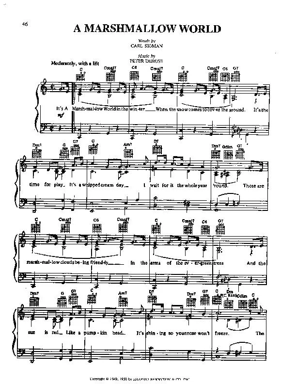 télécharger la partition d'accordéon A Marshmallow world (Chant de Noël) au format PDF