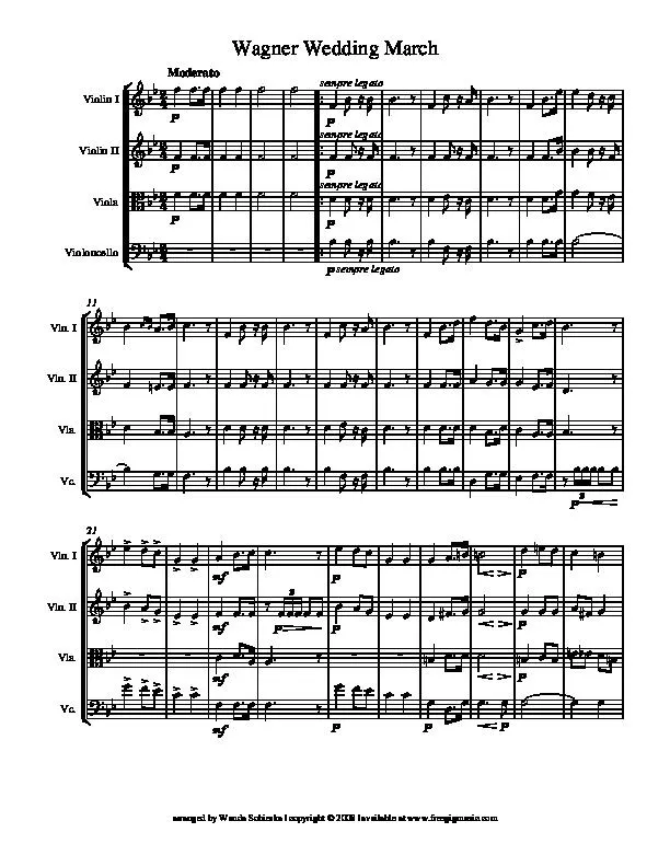 télécharger la partition d'accordéon Wedding March  / Mars de mariage / (String : Violin I / Violin II / Viola / Violoncello) au format PDF
