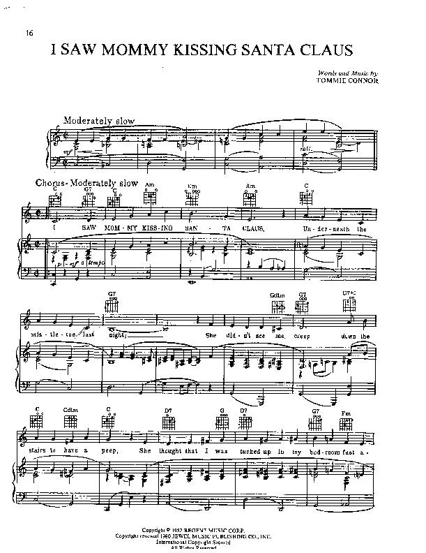 télécharger la partition d'accordéon I saw Mommy kissing Santa Claus (Chant de Noël) au format PDF