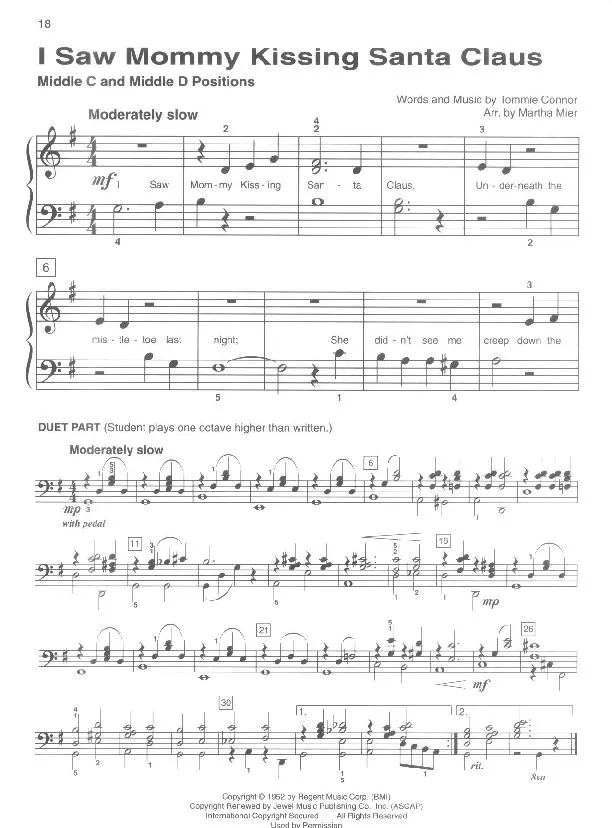 télécharger la partition d'accordéon I saw Mommy kissing Santa Claus (Arrangement : Martha Mier) (Chant de Noël) au format PDF