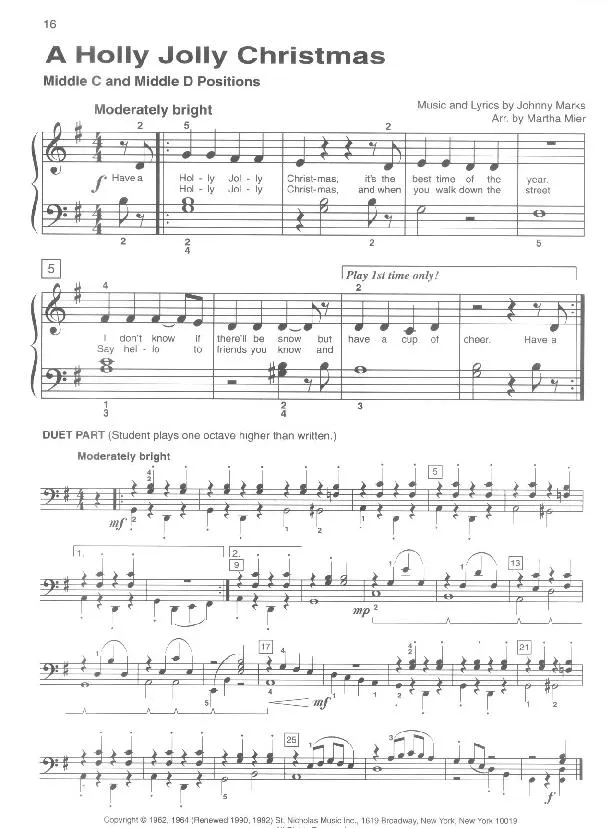 télécharger la partition d'accordéon A Holly Jolly Christmas (Arrangement : Martha Mier) (Chant de Noël) au format PDF