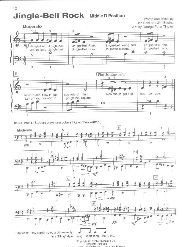 télécharger la partition d'accordéon Jingle bell rock (Arrangement : George Peter Tingley) (Chant de Noël) au format PDF