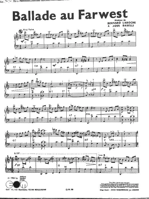 télécharger la partition d'accordéon Ballade au Far West (Valse) au format PDF