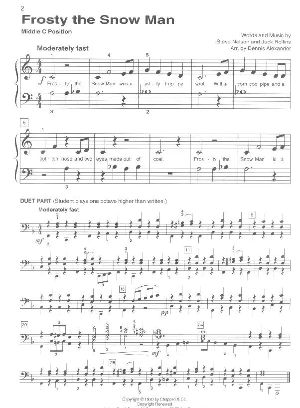 télécharger la partition d'accordéon Frosty the Snow Man (Arrangement : Dennis Alexander) (Chant de Noël) au format PDF