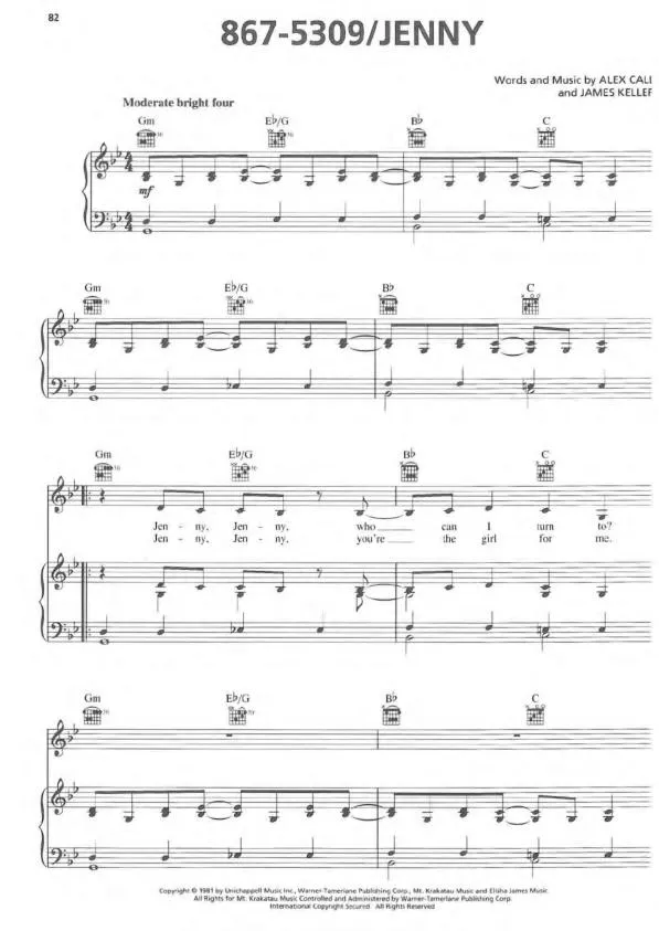 télécharger la partition d'accordéon 867-5309 (Jenny) (Chant : Tommy Turtone) (Disco Rock) au format PDF