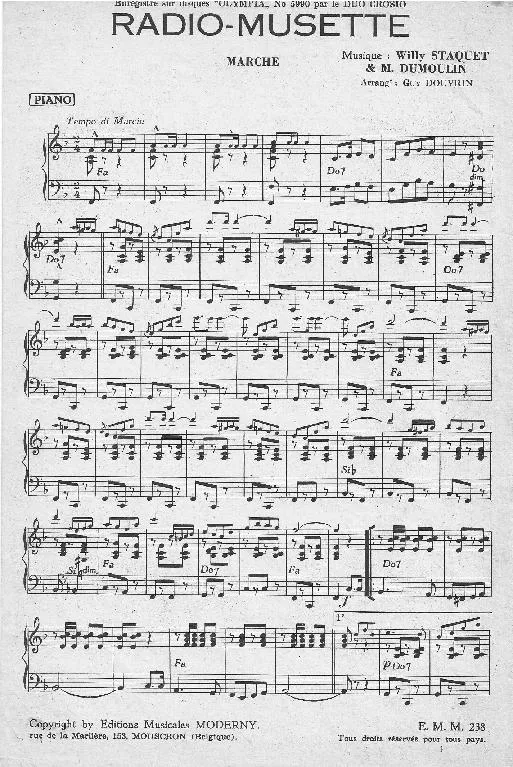 télécharger la partition d'accordéon Radio Musette (Arrangement : Guy Douvrin) (Orchestration) (Marche) au format PDF