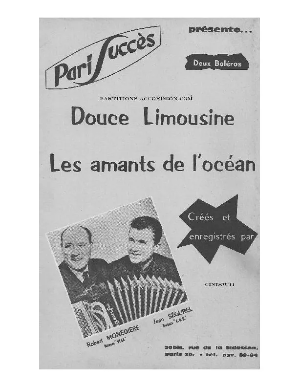télécharger la partition d'accordéon Les amants de l'océan (Orchestration) au format PDF