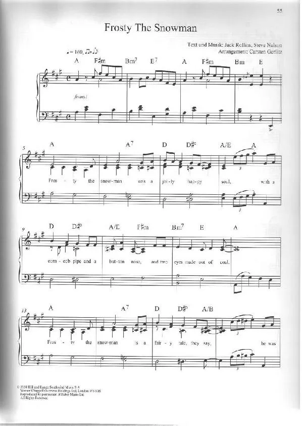 télécharger la partition d'accordéon Frosty the Snowman (Arrangement : Carsten Gerlitz) (Chant de Noël) au format PDF