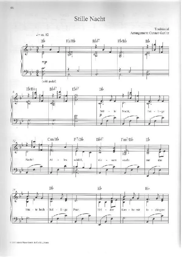 télécharger la partition d'accordéon Stille nacht (Silent night)  (Arrangement : Carsten Gerlitz) (Chant de Noël) au format PDF