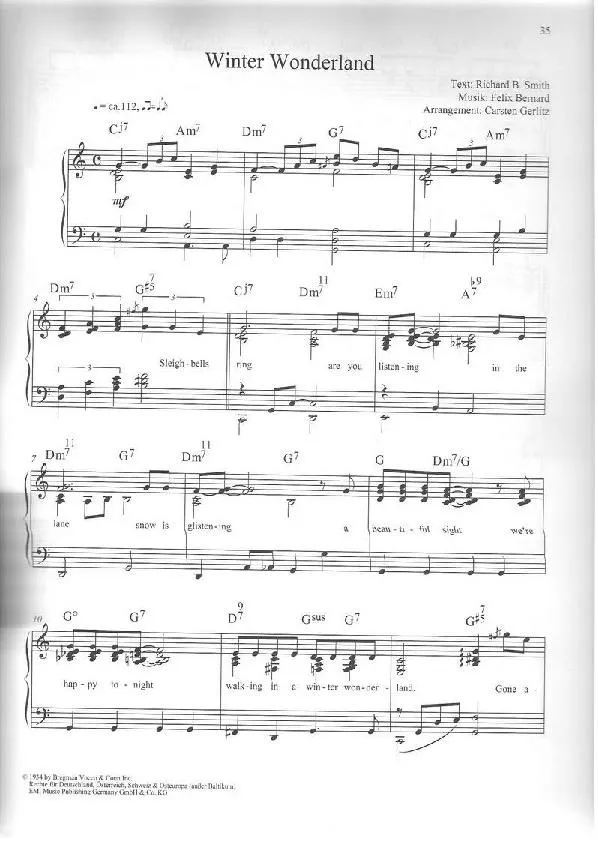 télécharger la partition d'accordéon Winter Wonderland  (Arrangement : Carsten Gerlitz) (Chant de Noël) au format PDF