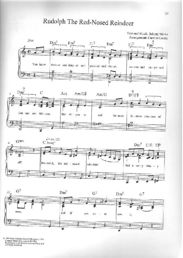 télécharger la partition d'accordéon Rudolph the red-nosed reindeer  (Arrangement : Carsten Gerlitz) (Chant de Noël) au format PDF